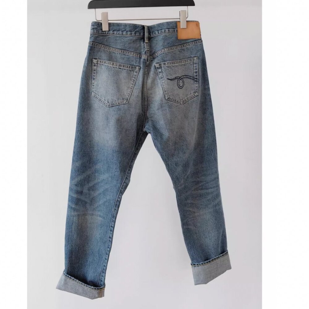LIMITED NWT R13 Cuffed Crossover Straight Leg Jeans Estin Selvedge Blue - Picture 5 of 10